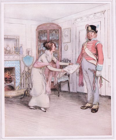Phoebe: Sergeant, ich möchte Sie schimpfen, aber wären Sie so freundlich, auf diesem Papier zu stehen, während ich es tue. von Hugh Thomson